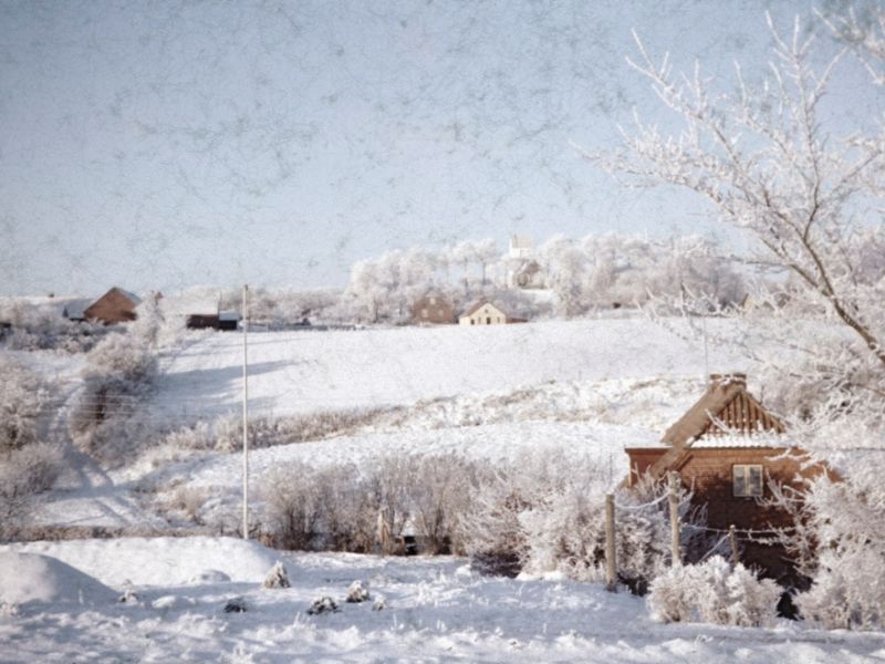 1963 Vorde byen i sne